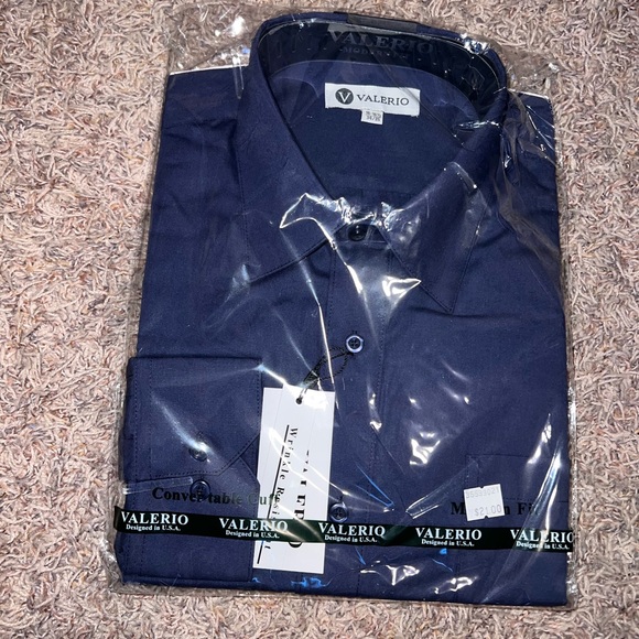 Men's Navy Blue Button Up Long Sleeve - Picture 1 of 2